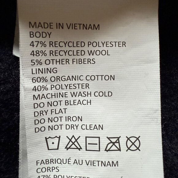 PrAna Size S Nautical Blue Navy Ziller Wool Blend Cropped Hoodie Sweatshirt - Picture 8 of 15